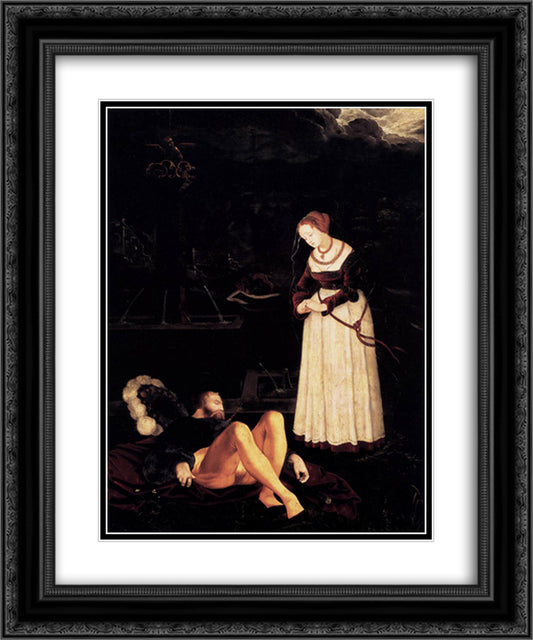 Pyramus and Thisbe 20x24 Black Ornate Wood Framed Art Print Poster with Double Matting by Baldung, Hans
