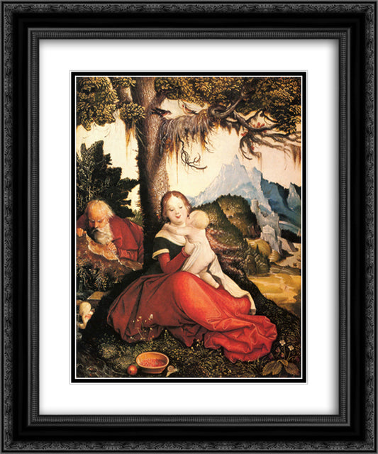 Rest on the Flight to Egypt 20x24 Black Ornate Wood Framed Art Print Poster with Double Matting by Baldung, Hans