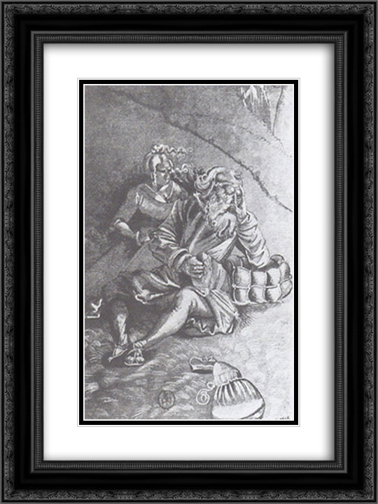 Resting couple 18x24 Black Ornate Wood Framed Art Print Poster with Double Matting by Baldung, Hans