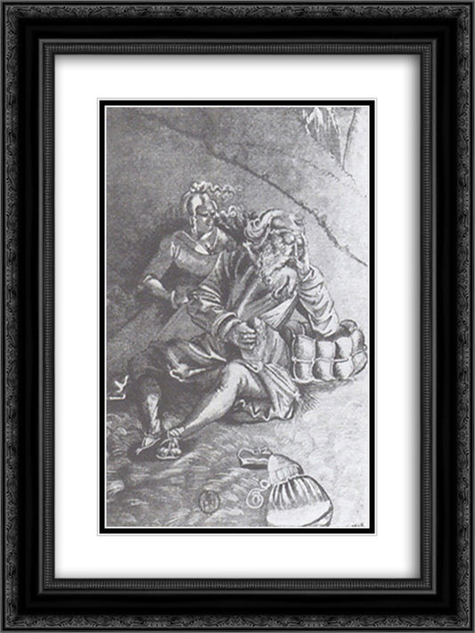 Resting couple 18x24 Black Ornate Wood Framed Art Print Poster with Double Matting by Baldung, Hans