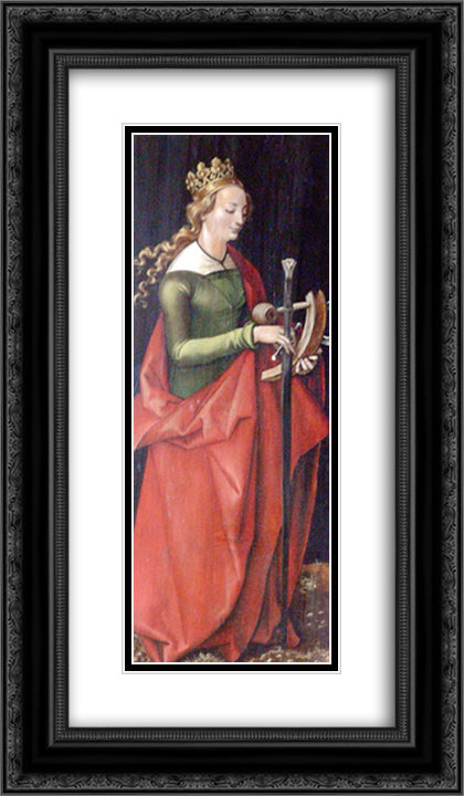 Saint Catherine of Alexandria 14x24 Black Ornate Wood Framed Art Print Poster with Double Matting by Baldung, Hans