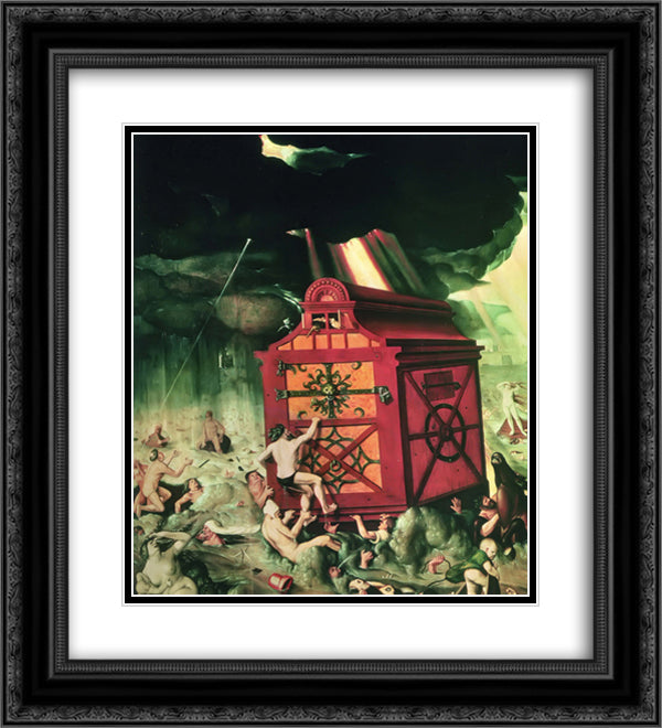 The Flood 20x22 Black Ornate Wood Framed Art Print Poster with Double Matting by Baldung, Hans