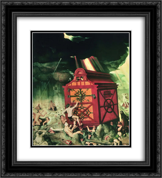 The Flood 20x22 Black Ornate Wood Framed Art Print Poster with Double Matting by Baldung, Hans