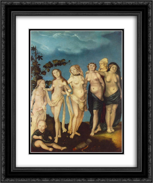 The Seven Ages Of Woman 20x24 Black Ornate Wood Framed Art Print Poster with Double Matting by Baldung, Hans