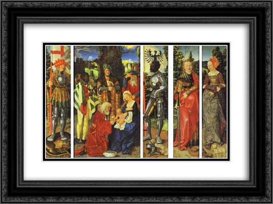The Three Kings Altarpiece 24x18 Black Ornate Wood Framed Art Print Poster with Double Matting by Baldung, Hans
