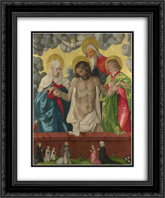 The Trinity and Mystic Pieta 20x24 Black Ornate Wood Framed Art Print Poster with Double Matting by Baldung, Hans