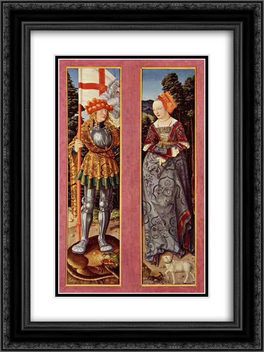 Three king altar 18x24 Black Ornate Wood Framed Art Print Poster with Double Matting by Baldung, Hans