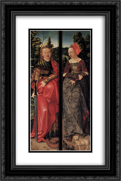 Three Kings Altarpiece (closed) 16x24 Black Ornate Wood Framed Art Print Poster with Double Matting by Baldung, Hans