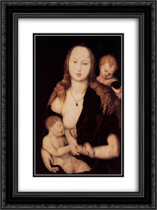 Virgin and Child 18x24 Black Ornate Wood Framed Art Print Poster with Double Matting by Baldung, Hans