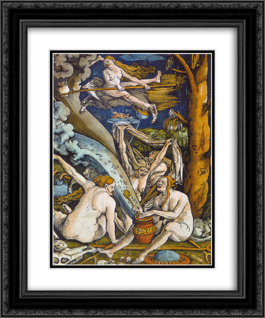 Witches 20x24 Black Ornate Wood Framed Art Print Poster with Double Matting by Baldung, Hans