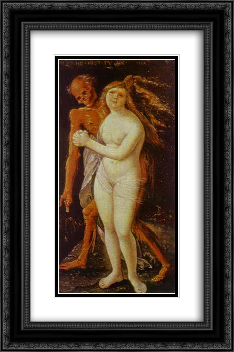 Young Woman and Death 16x24 Black Ornate Wood Framed Art Print Poster with Double Matting by Baldung, Hans