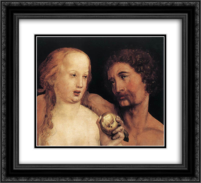 Adam and Eve 22x20 Black Ornate Wood Framed Art Print Poster with Double Matting by Holbein the Younger, Hans