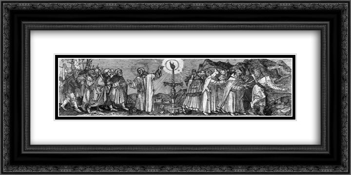 Christ as the True Light 24x12 Black Ornate Wood Framed Art Print Poster with Double Matting by Holbein the Younger, Hans