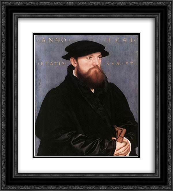 De Vos Van Steenwijk 20x22 Black Ornate Wood Framed Art Print Poster with Double Matting by Holbein the Younger, Hans