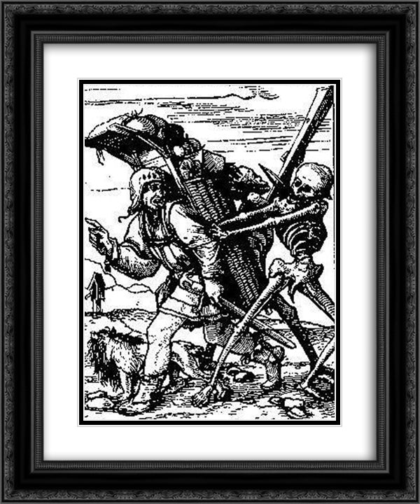 Death and the Pedlar 20x24 Black Ornate Wood Framed Art Print Poster with Double Matting by Holbein the Younger, Hans