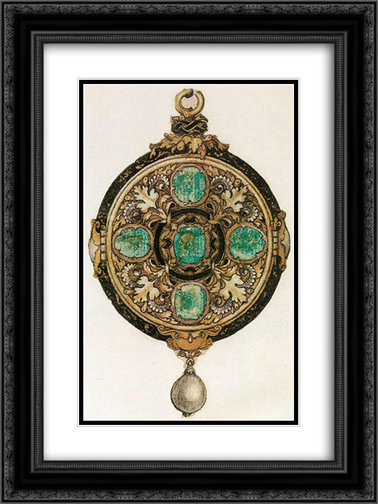 Design for a Pendant 18x24 Black Ornate Wood Framed Art Print Poster with Double Matting by Holbein the Younger, Hans