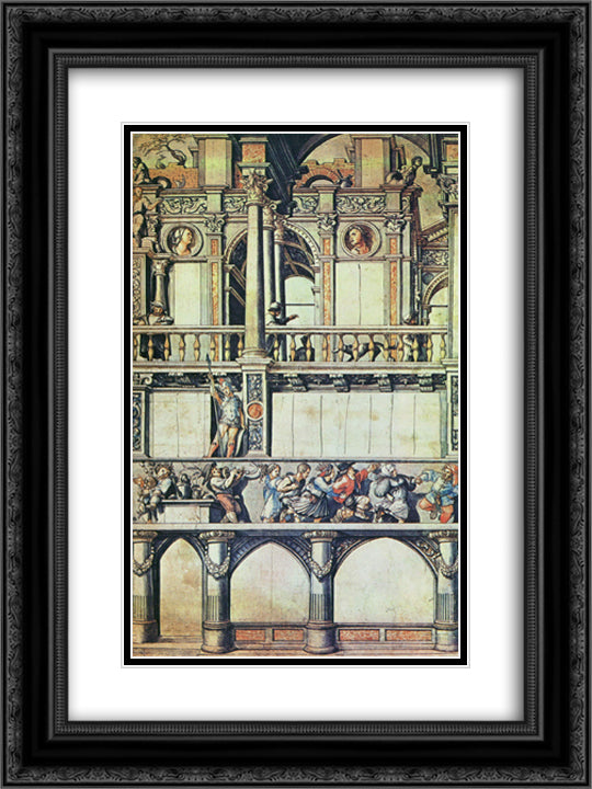 Design for the facade decoration of the dance house in Basel 18x24 Black Ornate Wood Framed Art Print Poster with Double Matting by Holbein the Younger, Hans