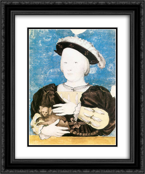 Edward, Prince of Wales, with Monkey 20x24 Black Ornate Wood Framed Art Print Poster with Double Matting by Holbein the Younger, Hans