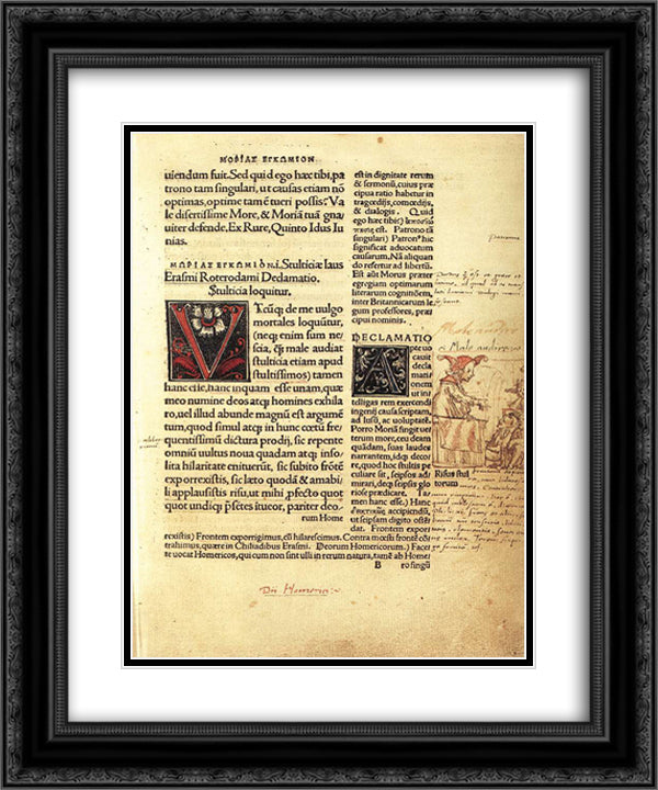 Folly at the Lectern 20x24 Black Ornate Wood Framed Art Print Poster with Double Matting by Holbein the Younger, Hans