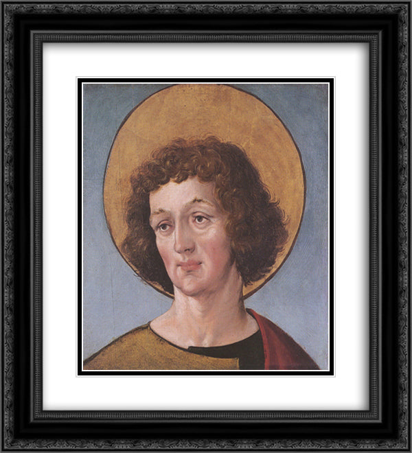 Head of a Male Saint 20x22 Black Ornate Wood Framed Art Print Poster with Double Matting by Holbein the Younger, Hans