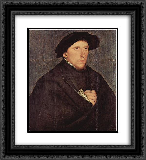 Henry Howard, Earl of Surrey 20x22 Black Ornate Wood Framed Art Print Poster with Double Matting by Holbein the Younger, Hans
