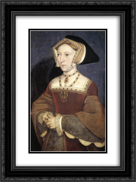 Jane Seymour 18x24 Black Ornate Wood Framed Art Print Poster with Double Matting by Holbein the Younger, Hans