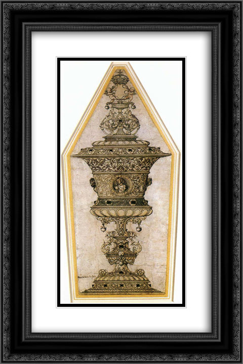 Jane Seymour's Cup 16x24 Black Ornate Wood Framed Art Print Poster with Double Matting by Holbein the Younger, Hans