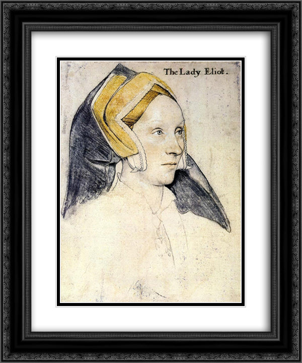Lady Elyot 20x24 Black Ornate Wood Framed Art Print Poster with Double Matting by Holbein the Younger, Hans