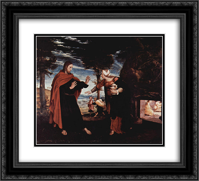 Noli me tangere 22x20 Black Ornate Wood Framed Art Print Poster with Double Matting by Holbein the Younger, Hans