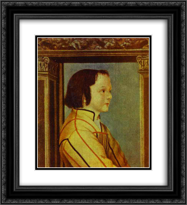 Portrait of a Boy with Chestnut Hair 20x22 Black Ornate Wood Framed Art Print Poster with Double Matting by Holbein the Younger, Hans