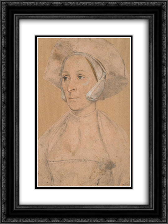 Portrait of an Englishwoman 18x24 Black Ornate Wood Framed Art Print Poster with Double Matting by Holbein the Younger, Hans