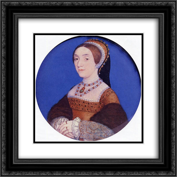 Portrait of an Unknown Lady 20x20 Black Ornate Wood Framed Art Print Poster with Double Matting by Holbein the Younger, Hans