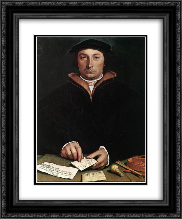 Portrait of Dirk Tybis 20x24 Black Ornate Wood Framed Art Print Poster with Double Matting by Holbein the Younger, Hans