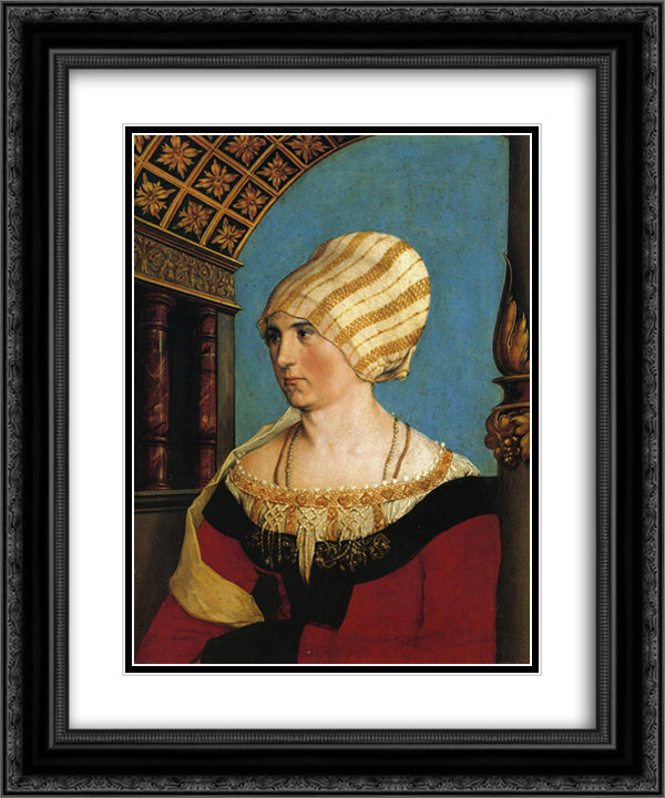 Portrait of Doprothea Meyer, nee Kannengiesser 20x24 Black Ornate Wood Framed Art Print Poster with Double Matting by Holbein the Younger, Hans