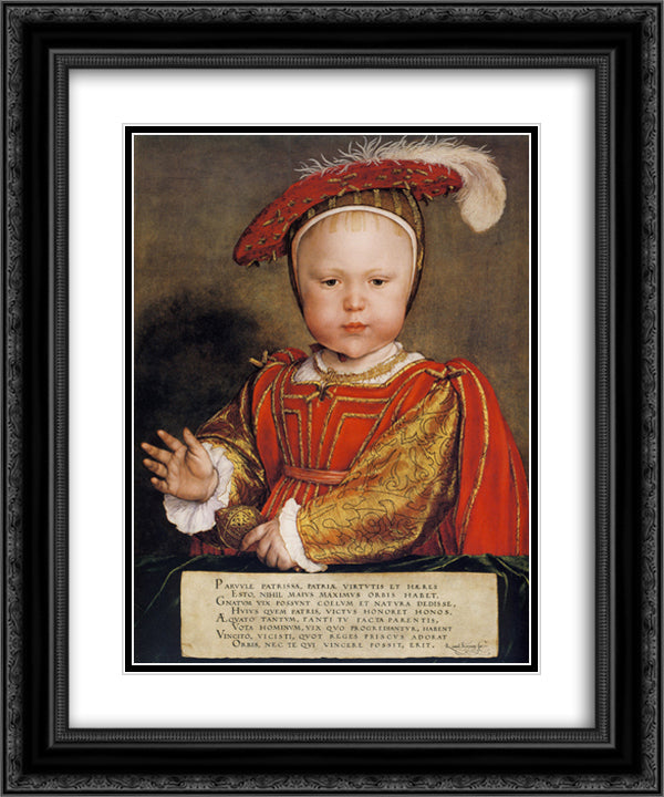 Portrait of Edward VI as a child 20x24 Black Ornate Wood Framed Art Print Poster with Double Matting by Holbein the Younger, Hans