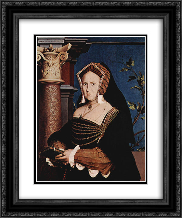Portrait of Mary Wotton, Lady Guildenford 20x24 Black Ornate Wood Framed Art Print Poster with Double Matting by Holbein the Younger, Hans