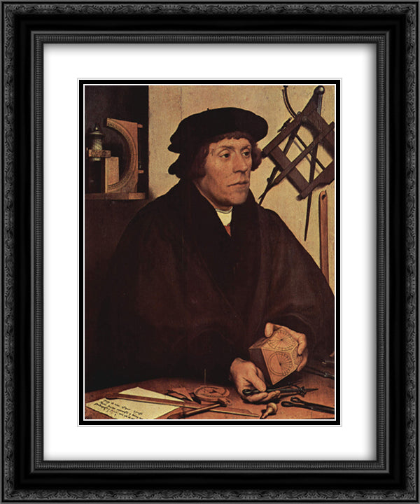 Portrait of Nicholas Kratzer 20x24 Black Ornate Wood Framed Art Print Poster with Double Matting by Holbein the Younger, Hans