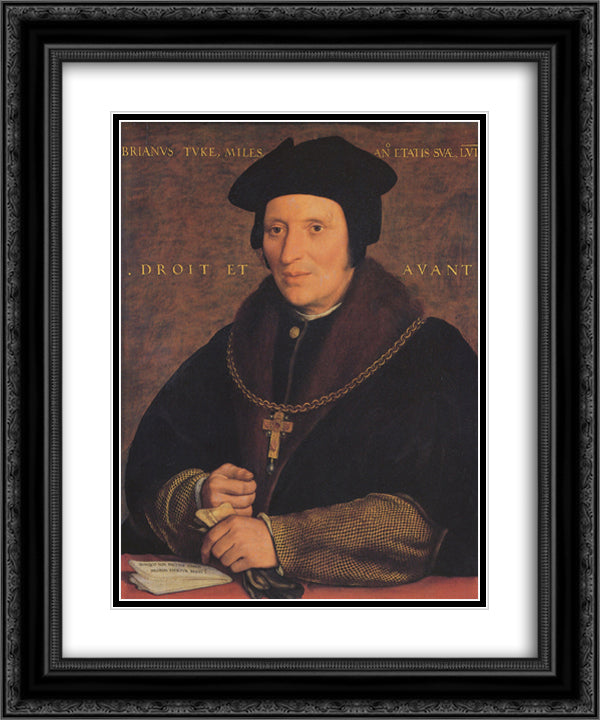 Portrait of Sir Brian Tuke 20x24 Black Ornate Wood Framed Art Print Poster with Double Matting by Holbein the Younger, Hans