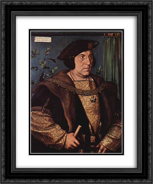 Portrait of Sir Henry Guildford 20x24 Black Ornate Wood Framed Art Print Poster with Double Matting by Holbein the Younger, Hans