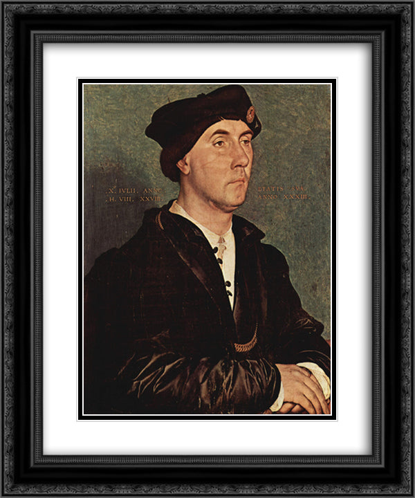 Portrait of Sir Richard Southwell 20x24 Black Ornate Wood Framed Art Print Poster with Double Matting by Holbein the Younger, Hans