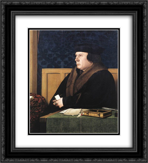 Portrait of Thomas Cromwell 20x22 Black Ornate Wood Framed Art Print Poster with Double Matting by Holbein the Younger, Hans