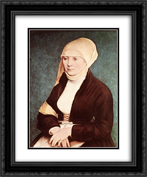 Presumed Portrait of the Artist's Wife 20x24 Black Ornate Wood Framed Art Print Poster with Double Matting by Holbein the Younger, Hans