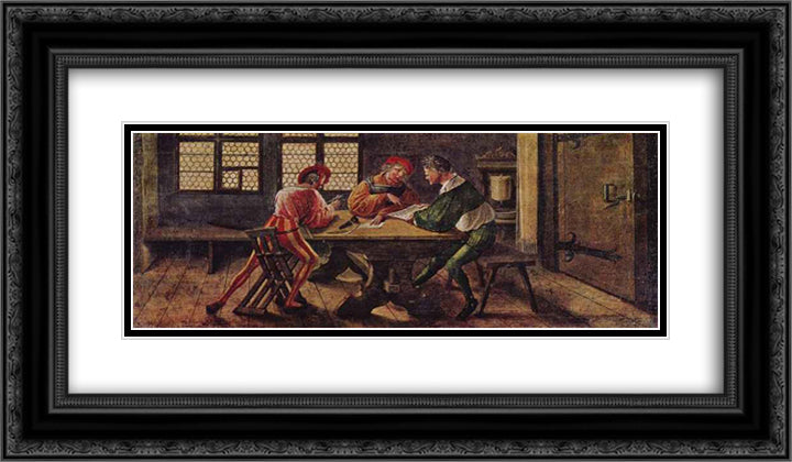 Signboard for a Schoolmaster 24x14 Black Ornate Wood Framed Art Print Poster with Double Matting by Holbein the Younger, Hans