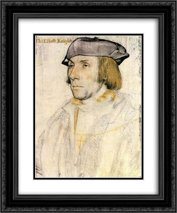 Sir Thomas Eliot 20x24 Black Ornate Wood Framed Art Print Poster with Double Matting by Holbein the Younger, Hans