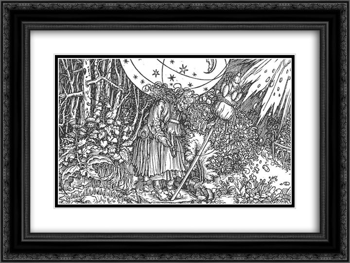 The Spinner 24x18 Black Ornate Wood Framed Art Print Poster with Double Matting by Holbein the Younger, Hans
