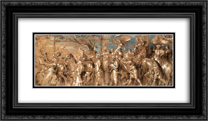 The Triumph of Riches 24x14 Black Ornate Wood Framed Art Print Poster with Double Matting by Holbein the Younger, Hans