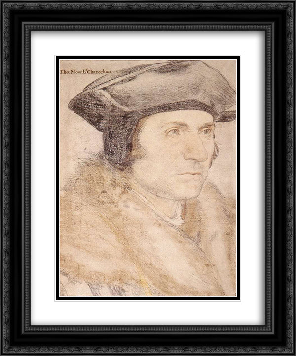 Thomas More 20x24 Black Ornate Wood Framed Art Print Poster with Double Matting by Holbein the Younger, Hans