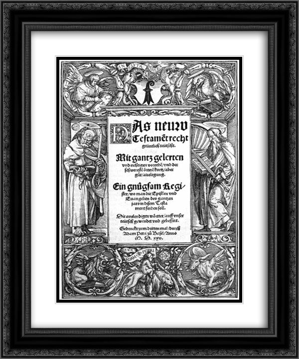 Title plate with St. Peter and St. Paul 20x24 Black Ornate Wood Framed Art Print Poster with Double Matting by Holbein the Younger, Hans