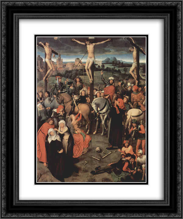 Altar triptych from the Lubeck Cathedral (detail) 20x24 Black Ornate Wood Framed Art Print Poster with Double Matting by Memling, Hans