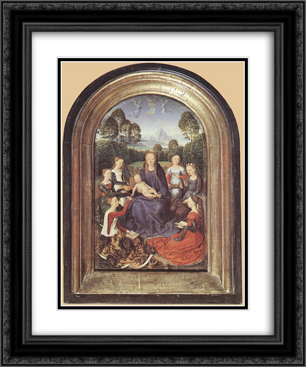 Diptych of Jean de Cellier (detail) 20x24 Black Ornate Wood Framed Art Print Poster with Double Matting by Memling, Hans